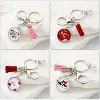 Basic Simple Style Classic Style Round Letter Alloy Glass Tassel Inlay Glass Mother'S Day Bag Pendant Keychain main image 5