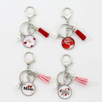 Basic Simple Style Classic Style Round Letter Alloy Glass Tassel Inlay Glass Mother'S Day Bag Pendant Keychain main image 1