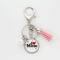 Basic Simple Style Classic Style Round Letter Alloy Glass Tassel Inlay Glass Mother'S Day Bag Pendant Keychain sku image 4