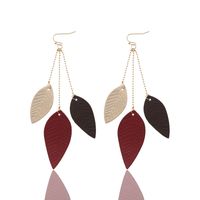 1 Pair Fairy Style Lady Modern Style Leaves Pu Leather Iron Drop Earrings main image 5