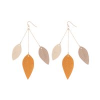 1 Pair Fairy Style Lady Modern Style Leaves Pu Leather Iron Drop Earrings main image 4