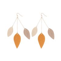 1 Pair Fairy Style Lady Modern Style Leaves Pu Leather Iron Drop Earrings sku image 2