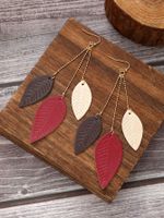 1 Pair Fairy Style Lady Modern Style Leaves Pu Leather Iron Drop Earrings main image 1