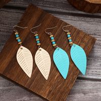 1 Pair Ethnic Style Classic Style Leaves Pu Leather Alloy Iron Drop Earrings main image 1