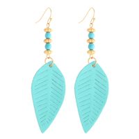 1 Pair Ethnic Style Classic Style Leaves Pu Leather Alloy Iron Drop Earrings sku image 1