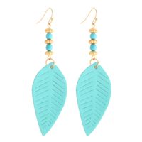 1 Paire Style Ethnique Style Classique Feuilles Faux Cuir Alliage Le Fer Boucles D'oreilles sku image 1