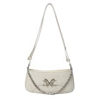 Women's Medium Pu Leather Solid Color Butterfly Classic Style Zipper Underarm Bag sku image 2
