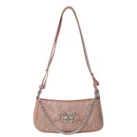Women's Medium Pu Leather Solid Color Butterfly Classic Style Zipper Underarm Bag sku image 3
