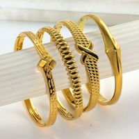 Style IG Élégant Style Classique Bande Vagues Nouer Acier Inoxydable 316L Plaqué Or 18K Pas De Marqueterie Bracelet En Masse main image 4