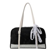 Women's Medium Pu Leather Ditsy Floral Solid Color Basic Classic Style Sewing Thread Zipper Shoulder Bag sku image 1