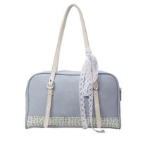 Women's Medium Pu Leather Ditsy Floral Solid Color Basic Classic Style Sewing Thread Zipper Shoulder Bag sku image 3