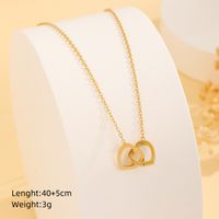 304 Stainless Steel 18K Gold Plated Elegant Simple Style Double Heart Four Leaf Clover Heart Shape sku image 1