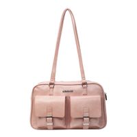 Women's Medium Pu Leather Solid Color Vintage Style Classic Style Sewing Thread Zipper Shoulder Bag sku image 3