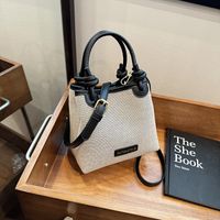 Women's Medium Straw Solid Color Beach Classic Style Weave Square Magnetic Buckle Crossbody Bag main image 3