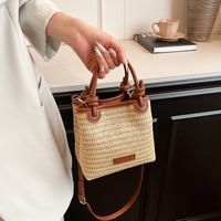 Women's Medium Straw Solid Color Beach Classic Style Weave Square Magnetic Buckle Crossbody Bag main image 2