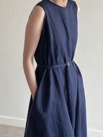 Women's Regular Dress Simple Style Round Neck Sleeveless Solid Color Midi Dress Daily main image 6
