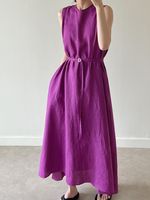 Women's Regular Dress Simple Style Round Neck Sleeveless Solid Color Midi Dress Daily main image 4