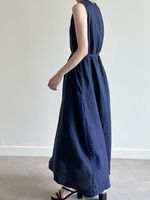 Women's Regular Dress Simple Style Round Neck Sleeveless Solid Color Midi Dress Daily main image 5