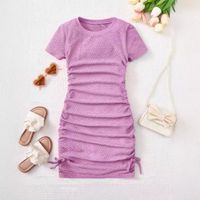 Lässig Einfarbig Baumwolle Mädchen Kleider sku image 1