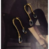 1 Pair Ig Style Geometric Plating Inlay Copper Glass 18k Gold Plated Drop Earrings sku image 1