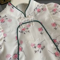 Chinoiserie Princess Flower Embroidery Bowknot Chiffon Girls Clothing Sets main image 3