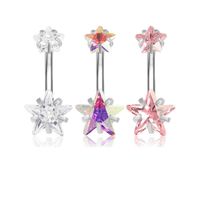 1 Piece Belly Rings Modern Style Cool Style Pentagram 304 Stainless Steel Inlay Zircon Belly Rings main image 6