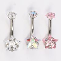 1 Piece Belly Rings Modern Style Cool Style Pentagram 304 Stainless Steel Inlay Zircon Belly Rings main image 7