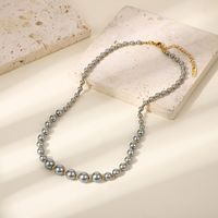 304 Stainless Steel Glass Elegant Lady Classic Style Round Solid Color Necklace main image 8