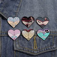 Estilo De Dibujos Animados Lindo Estilo Vaquero Letra Forma De Corazón Aleación Estampado Barniz De Estufa Mujeres Broches main image 4