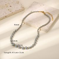 304 Stainless Steel Glass Elegant Lady Classic Style Round Solid Color Necklace main image 3