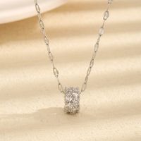 Acier Au Titane Plaqué Or 18K Style Simple Style Classique Placage Incruster Couleur Unie Strass Artificiels Pendentif main image 5