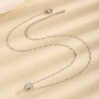 Titanium Steel 18K Gold Plated Simple Style Classic Style Plating Inlay Solid Color Artificial Rhinestones Pendant Necklace main image 3
