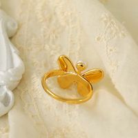 Copper 18K Gold Plated Y2K Retro Luxurious Enamel Plating Butterfly Copper Rings main image 3