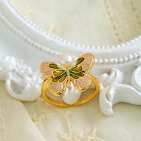 Copper 18K Gold Plated Y2K Retro Luxurious Enamel Plating Butterfly Copper Rings main image 5