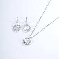 304 Stainless Steel Copper Rhodium Plated Luxurious Simple Style Inlay Round Zircon Earrings Necklace main image 5