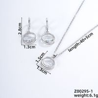 304 Stainless Steel Copper Rhodium Plated Luxurious Simple Style Inlay Round Zircon Earrings Necklace sku image 1