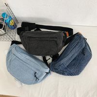 Unisex Classic Style Streetwear Solid Color Denim Waist Bags main image video