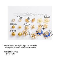 1 Set Sweet Simple Style Starfish Heart Shape Flower Plating Inlay Alloy Pearl Zircon Ear Studs main image 3