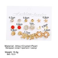 1 Set Sweet Simple Style Starfish Heart Shape Flower Plating Inlay Alloy Pearl Zircon Ear Studs main image 5