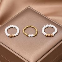Simple Style Classic Style Color Block Plastic Beaded Women's Rings sku image 1