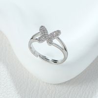 Simple Style Classic Style Butterfly Alloy Asymmetrical Inlay Zircon Women's Open Rings main image 4