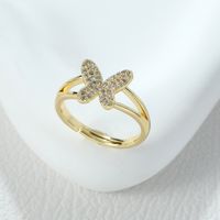 Simple Style Classic Style Butterfly Alloy Asymmetrical Inlay Zircon Women's Open Rings main image 3
