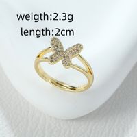 Simple Style Classic Style Butterfly Alloy Asymmetrical Inlay Zircon Women's Open Rings main image 5