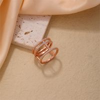 Copper Rose Gold Plated Elegant Modern Style Classic Style Inlay Maple Leaf Petal Zircon Rings main image 4