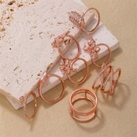 Copper Rose Gold Plated Elegant Modern Style Classic Style Inlay Maple Leaf Petal Zircon Rings main image 1