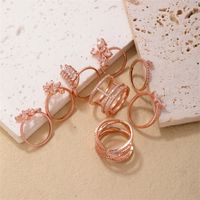 Copper Rose Gold Plated Elegant Modern Style Classic Style Inlay Maple Leaf Petal Zircon Rings main image 3