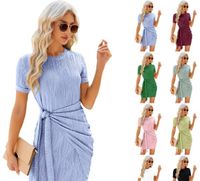 Women's Sheath Dress Streetwear Round Neck Short Sleeve Solid Color Midi Dress Daily main image 6
