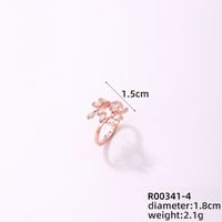 Copper Rose Gold Plated Elegant Modern Style Classic Style Inlay Maple Leaf Petal Zircon Rings sku image 3