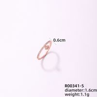 Copper Rose Gold Plated Elegant Modern Style Classic Style Inlay Maple Leaf Petal Zircon Rings sku image 4