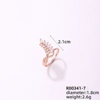 Copper Rose Gold Plated Elegant Modern Style Classic Style Inlay Maple Leaf Petal Zircon Rings sku image 9